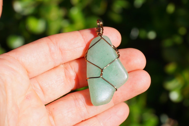 Tumbled Aventurine Crystal Wire Wrapped Pendant Necklace image 8