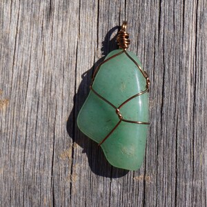 Tumbled Aventurine Crystal Wire Wrapped Pendant Necklace image 2