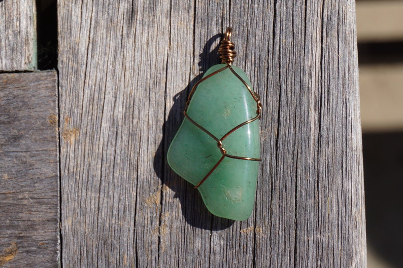 Tumbled Aventurine Crystal Wire Wrapped Pendant Necklace image 2