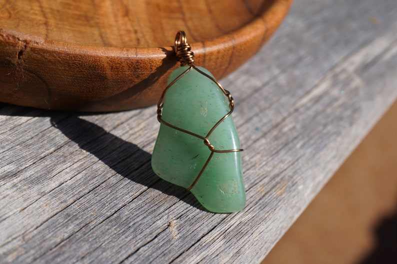 Tumbled Aventurine Crystal Wire Wrapped Pendant Necklace image 7