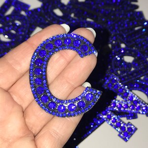 Rhinestone Letters, RED, BLUE. GOLD Sew On Rhinestone, Glam Alphabet, Letter Embellishment, Initial Flatback, Bling Bling Monogram, Decor Blue