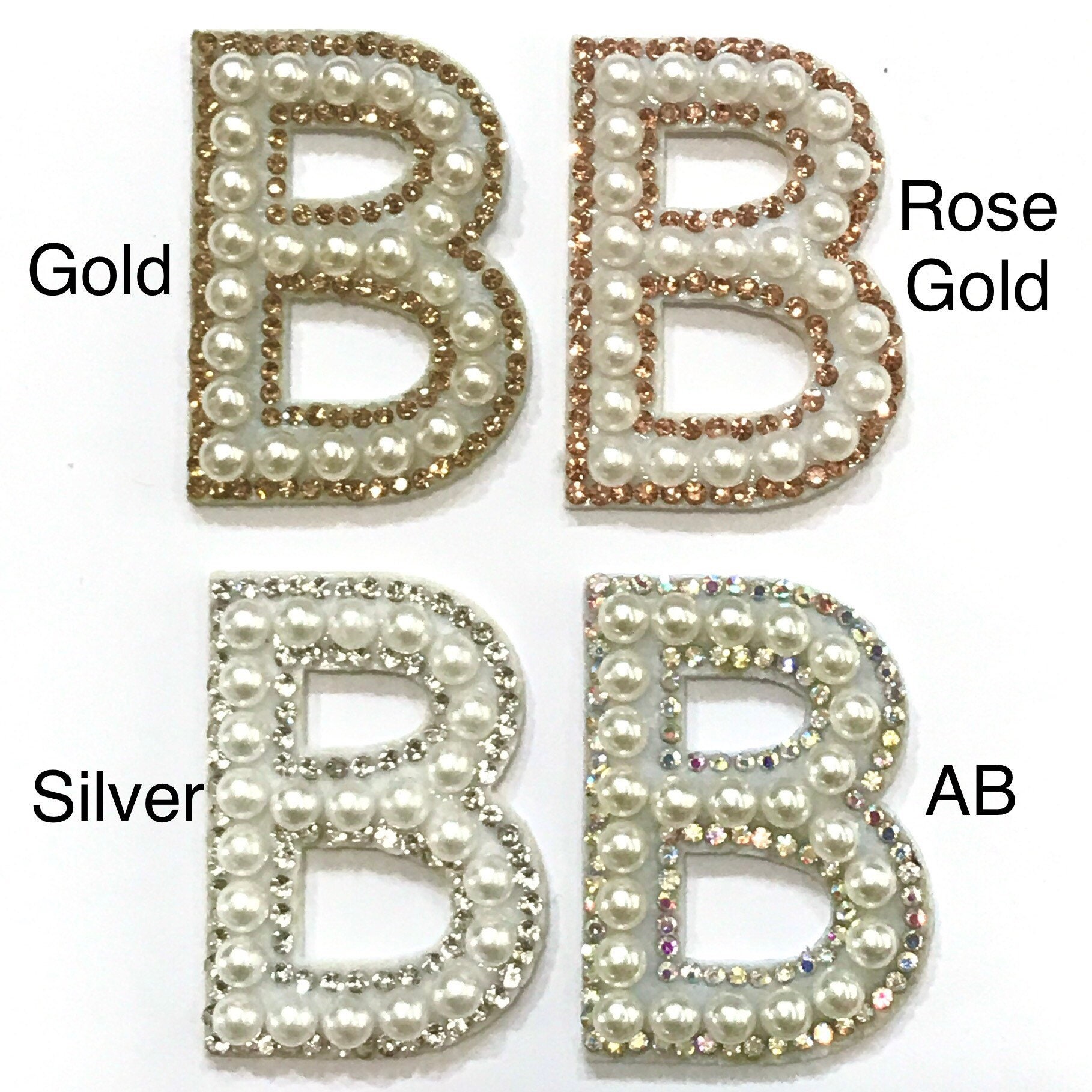 PEARL and RHINESTONE Felt Back LETTERS Rhinestone Letters Etsy