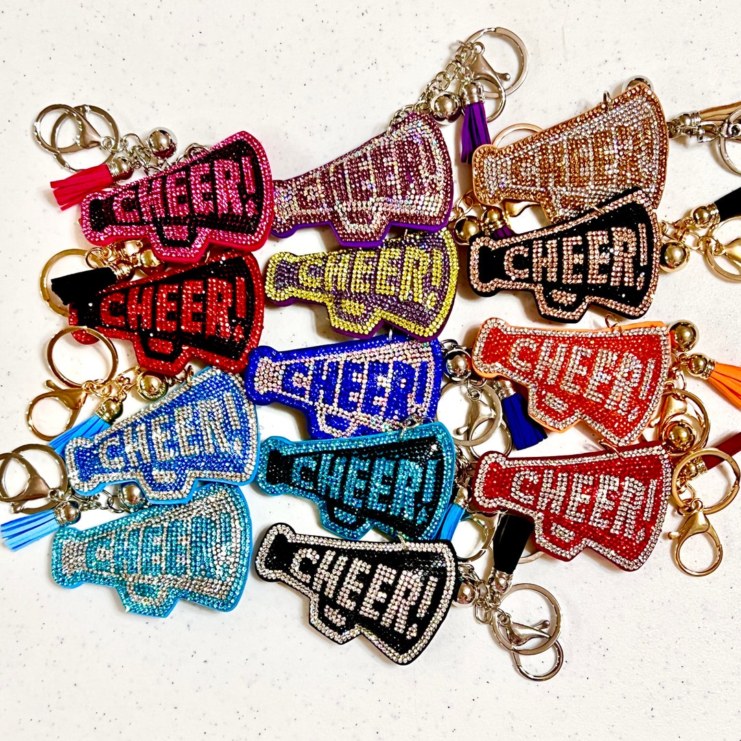 RHINESTONE CHEER MEGAPHONE Keychain Bling Rhinestone Fob Etsy