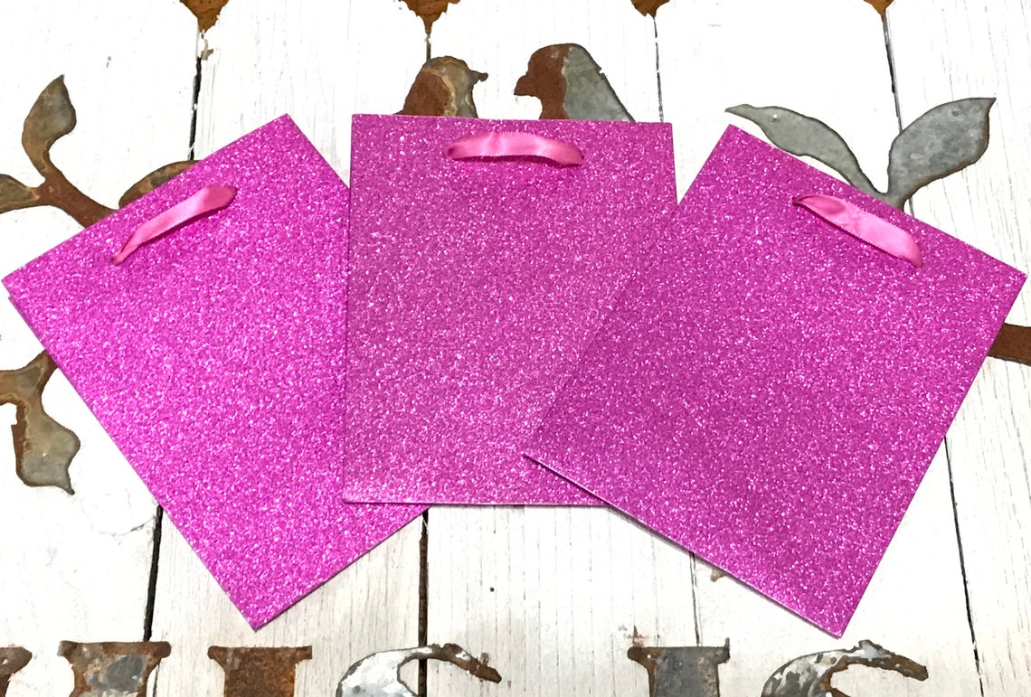 Glitter Fuchsia Gift Bags Pink Gift Bags Birthday Gift Bags Etsy