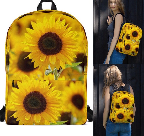 SUNFLOWER BACKPACK FLOWER School Bag Travel Laptop Tote Fun