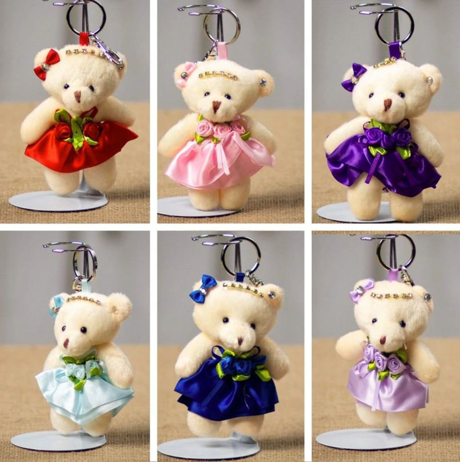 Teddy Bear Keychain Zipper Pull Rhinestone Bear Charm Animal Etsy