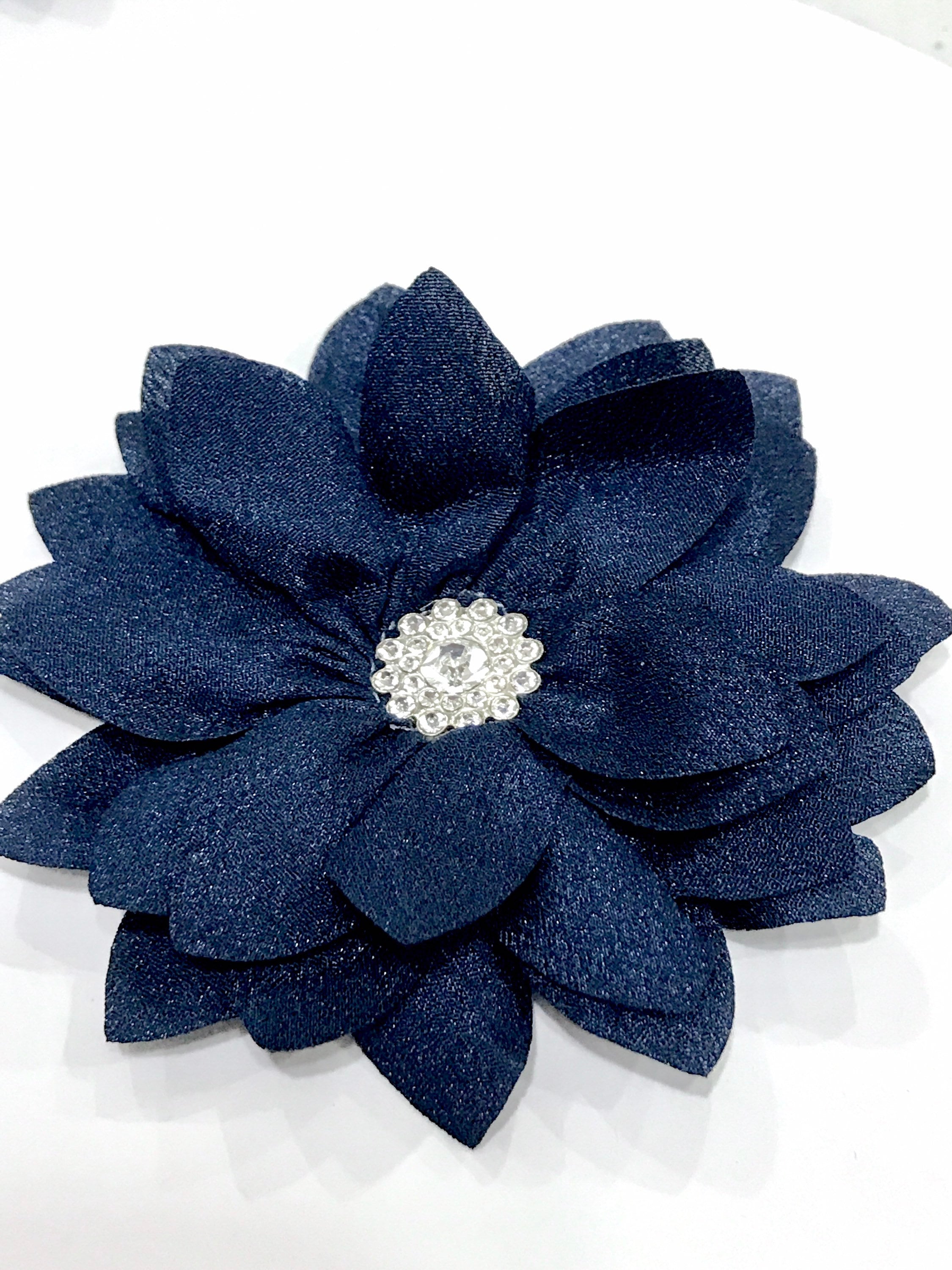 Fabric Flower Navy Blue Chiffon Flower Wholesale Navy Flower Wedding Flower Navy Blue Chiffon Flower with Pearls for Headband