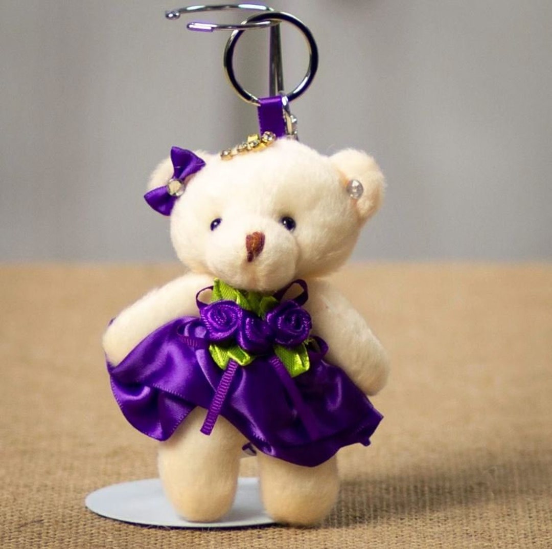 PLUSH TEDDY BEAR Keychain Zipper Pull Rhinestone Bear Charm - Etsy Singapore