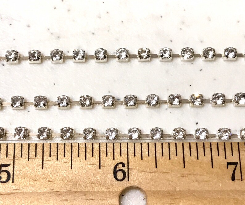 Rhinestone Trim by the Yard in Silver Chain Glass & Metal Etsy