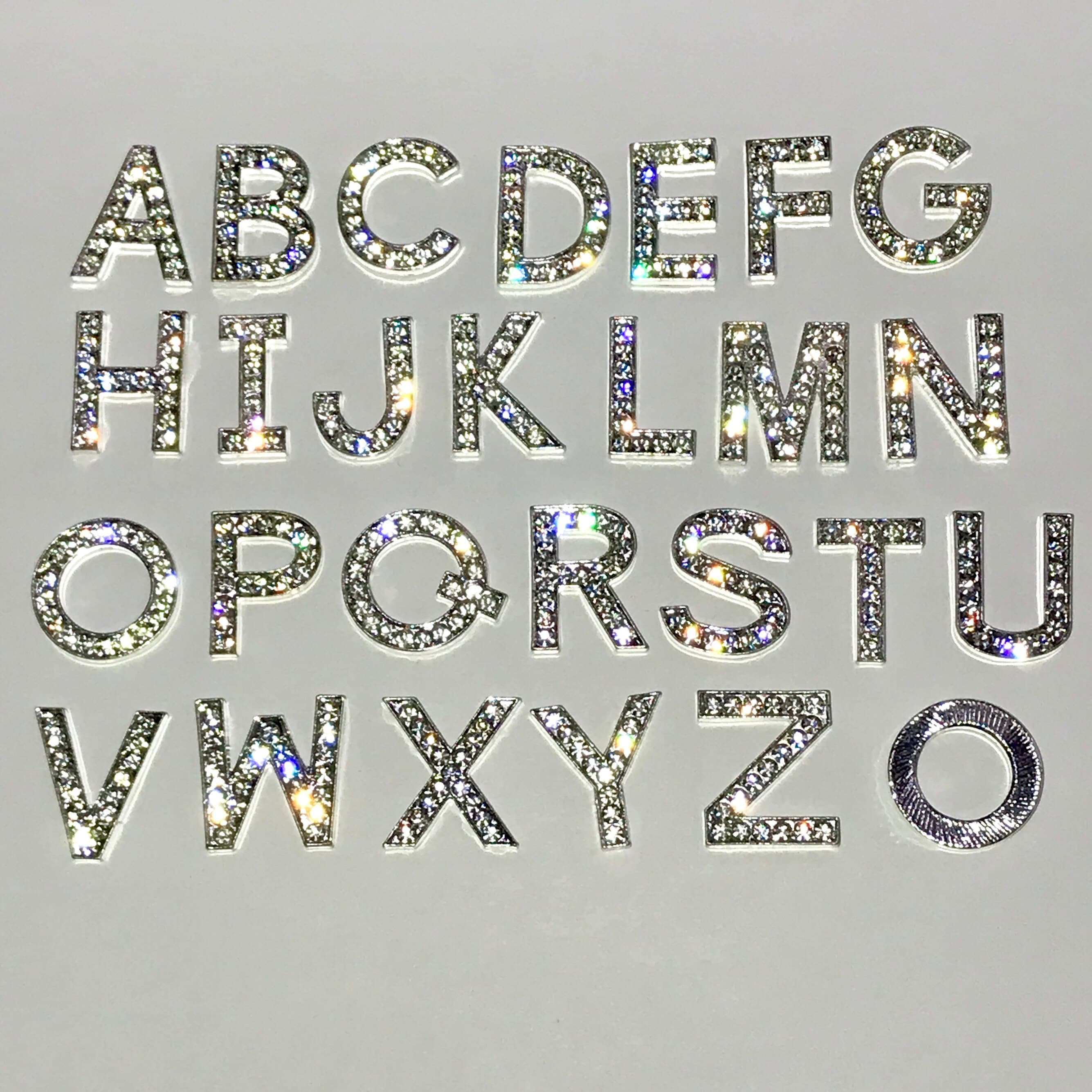 Rhinestone Alphabet Letter Bracelet Silver / Letter L