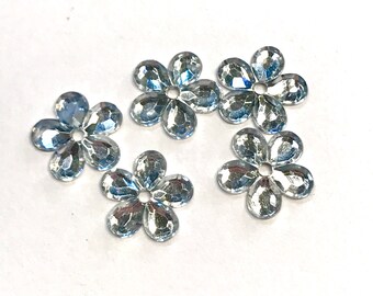 Flower Flat Backs, Sew On Cabochons, Flower Flatbacks, Loose Acrylic Jewels High Quality Pro Grade, Floral Rhinestone Crystals, Homecoming