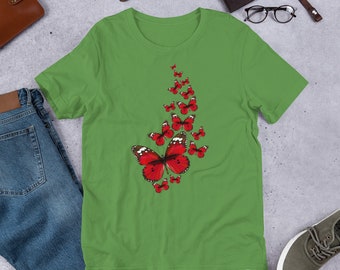 Monarch Butterfly T-Shirt, Mariposa Short-Sleeve Unisex T-Shirt, Butterfly Graphic Tee, Nature T Shirt, Heart Floral Women's Top - Mom Gift