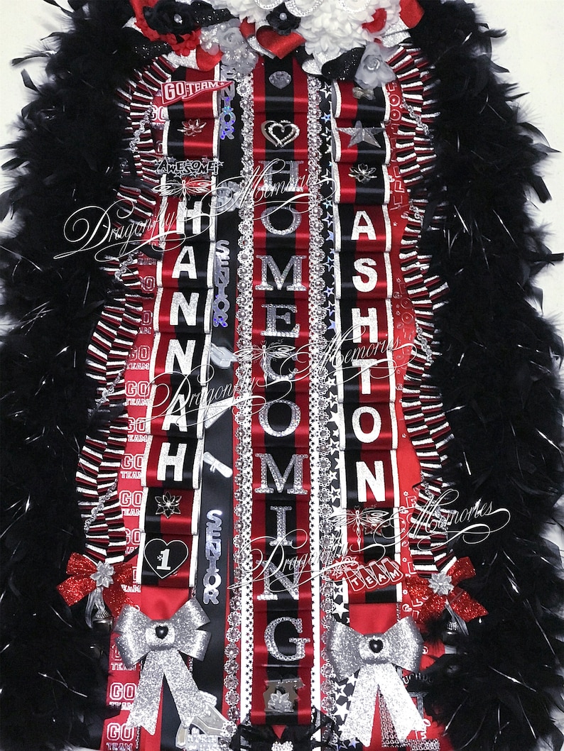 Double Homecoming Mum wRhinestone Monogram Sophomore Freshman Junior Senior Braids Loop Ribbons-Mega Double Homecoming Mum Deluxe Mum