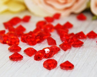 Red Diamond Rhinestone Crystal Table Scatter Vase Filler Diamond Confetti Wedding Supply Bridal Shower Table Confetti Anniversaries Parties