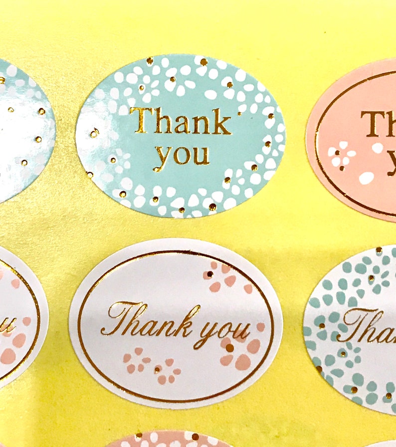GOLD METALLIC LABELS Oval Thank You Label Metallic Thank - Etsy