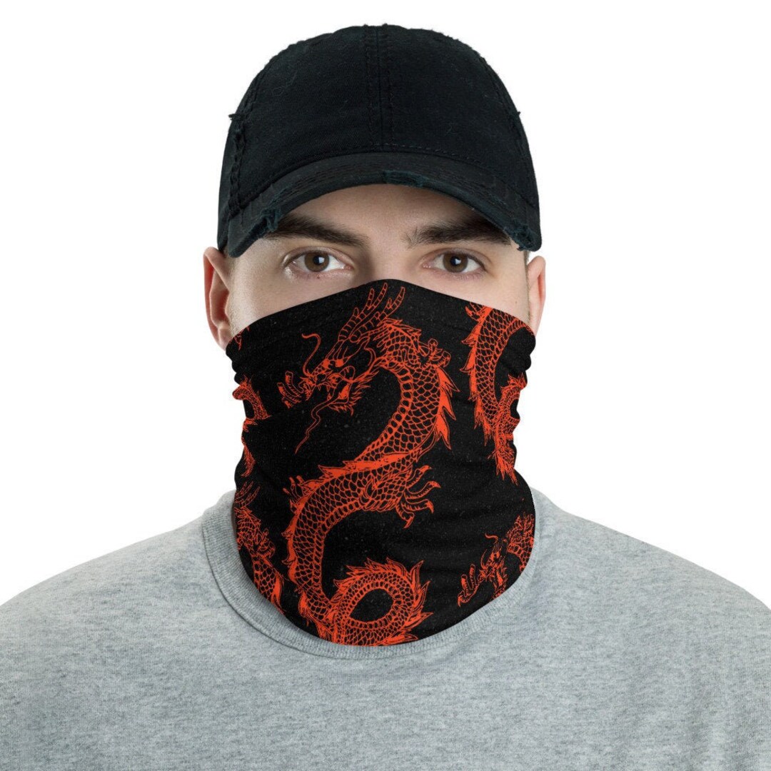 Chinese Dragon Neck Gaiter, Headband, Sweatband, Beanie, Foulard