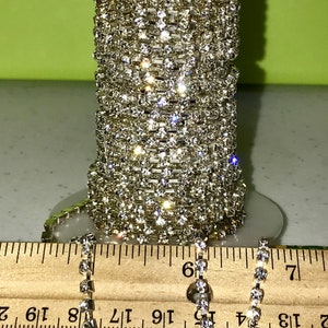 Rhinestone Trim by the Yard in Silver Chain Glass & Metal Crystal Trim - Sewing-Crafting-Scrapbooking-Bling Party Decoration, Table Scatter