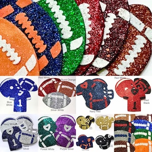 GLITTER FOOTBALL Helmet Jersey DECOR 1pc, Foam Sports Ornament, Party Embellishments, Sparkle Decorations for Homecoming Mums Garters Wreath