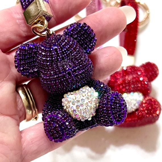 Rhinestoned Bear With Heart Keychain, Teddy Bear Key Chain, Bling Glam  Sparkle, Backpack Purse Duffel Bag Swag, Purple Pink Red, Zipper Pull -  Etsy Denmark