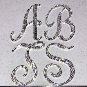 Large SILVER & GOLD Rhinestone LETTERS, Rhinestone Embellishment, Initial Flatback, Silver Bling Metal Monogram, Rhinestone Letter