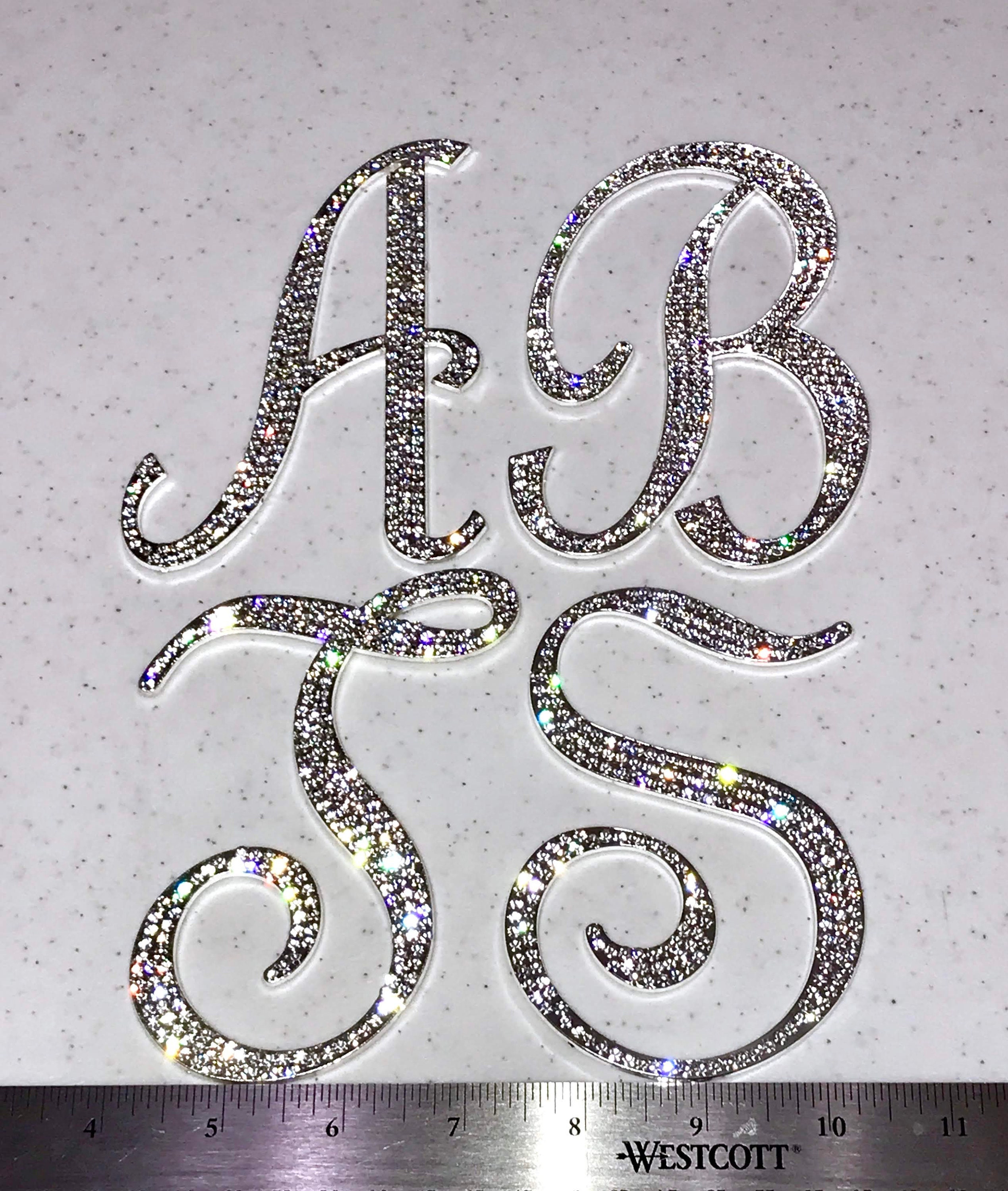 Letras de plata grandes Rhinestone Adorno de Rhinestone Etsy