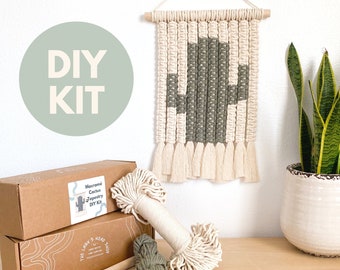 DIY Kit- Macrame Cactus Wall Hanging Kit, Beginner’s Macrame Kit, Macrame Tutorial