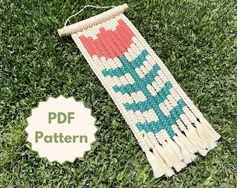 PDF Pattern Only- Macramé Tulip Tapestry (With Knot Guide)
