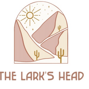 May include: A stylized illustration of a desert landscape with mountains, a sun, stars, and cacti. The text "THE LARK'S HEAD" is below the image.