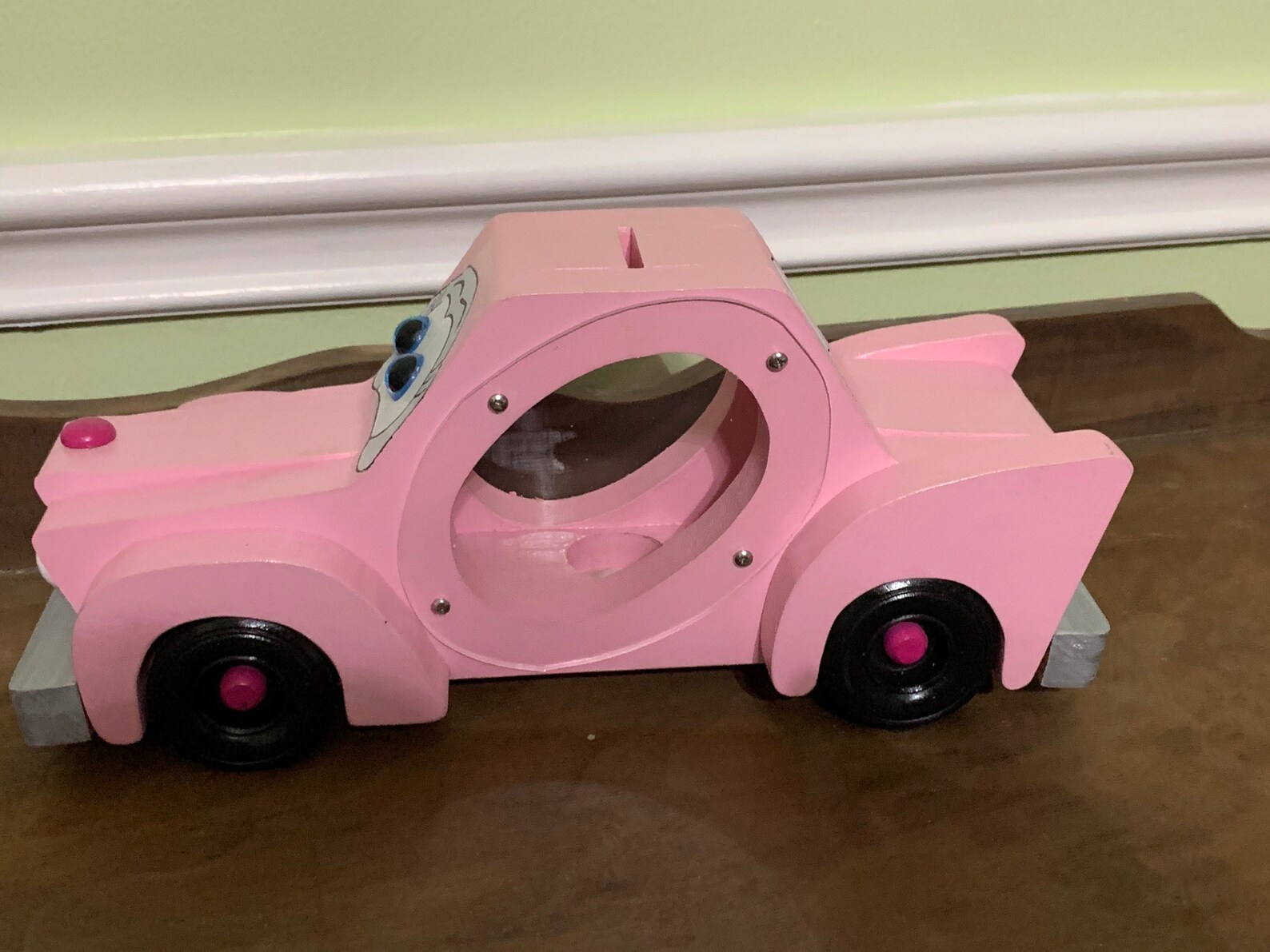 Pink car piggy bank Etsy