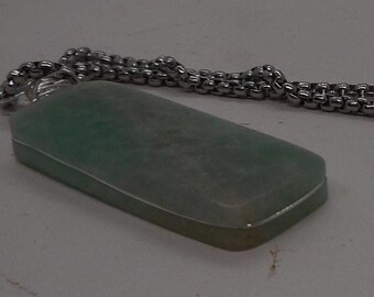 Light Green Quartz Pendant Necklace - Stainless Steel Chain