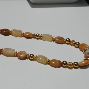 Golden Tone Stone Necklace, Beaded Necklace, Yellow Necklace, Gift for Her, Beige Tone Necklace, Sunny Necklace, Harvest Tones Necklace
