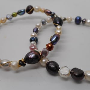 Freshwater Pearl Bangle Set: Multi-Color Beaded Bracelets