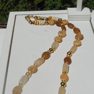 Beaded Stone Necklace: Golden Yellow Hues, 24 Inch image 4