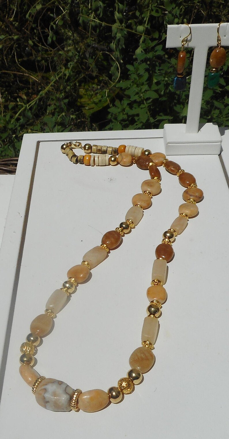 Beaded Stone Necklace: Golden Yellow Hues, 24 Inch image 4