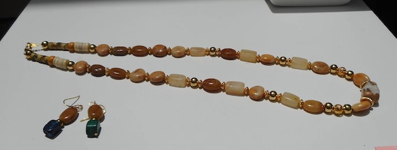 Beaded Stone Necklace: Golden Yellow Hues, 24 Inch