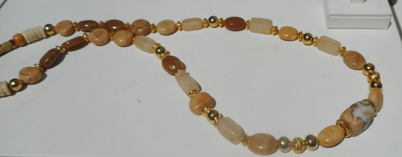 Beaded Stone Necklace: Golden Yellow Hues, 24 Inch image 5