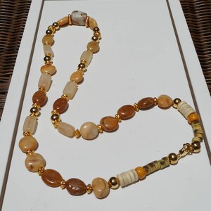 Beaded Stone Necklace: Golden Yellow Hues, 24 Inch image 2