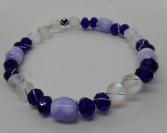 Rainbow Quartz Beaded Bracelet: Lavender Agate & Crystal Accents