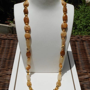 Beaded Stone Necklace: Golden Yellow Hues, 24 Inch image 3