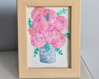 オリジナル作品：紫陽花の花束（水彩画、9×12インチ） - Etsy 日本