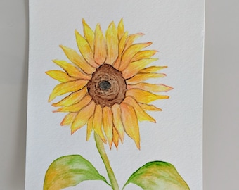 Original Sunflower Watercolor Illustration