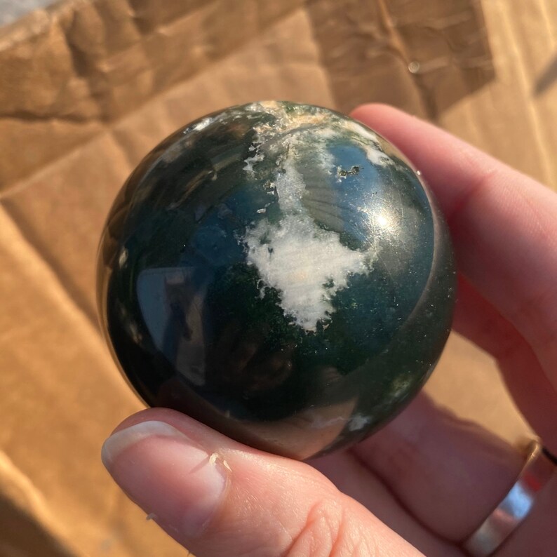 Moss Agate Sphere 49mm | Etsy