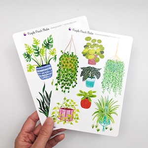 Grandes adesivos de planta de casa | Adesivos para amantes de plantas de 2 a 5 x 7 polegadas | Adesivos botânicos coloridos fofos para planejadores, fabricação de cartões de scrapbooking