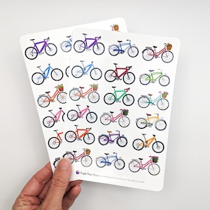 Fahrrad-Aufkleber | 2- 5x7 ""Bögen Vintage Fahrrad Aufkleber | 36 Radfahrer Aufkleber für Kalender Planer Kartenherstellung Bullet Journal."