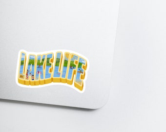 Lake Life Decal | Weatherproof Bumper Sticker for Laptop Water Bottle | Gift for Hostess Cottage Owner Vacationer Water Lover Boater