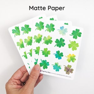 Small Watercolor Shamrock Sticker 4 3.5x5 Sheets 48 Stickers for St Patricks Day March Spring Irish Good Luck image 4