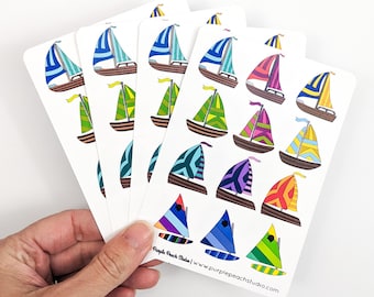 Small Sailboat Planner Stickers | 4- 3.5"x5" Sticker Sheets | Gift for Teacher Student Kid Pen Pal