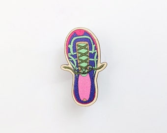 Running Shoe Pin | Eco-Friendly Wooden Badge | Runner Jogger Athlete Track Cross-Country Coach Gift