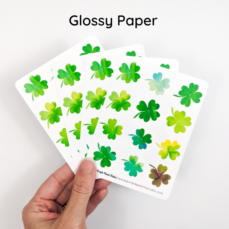 Small Watercolor Shamrock Sticker 4 3.5x5 Sheets 48 Stickers for St Patricks Day March Spring Irish Good Luck image 2