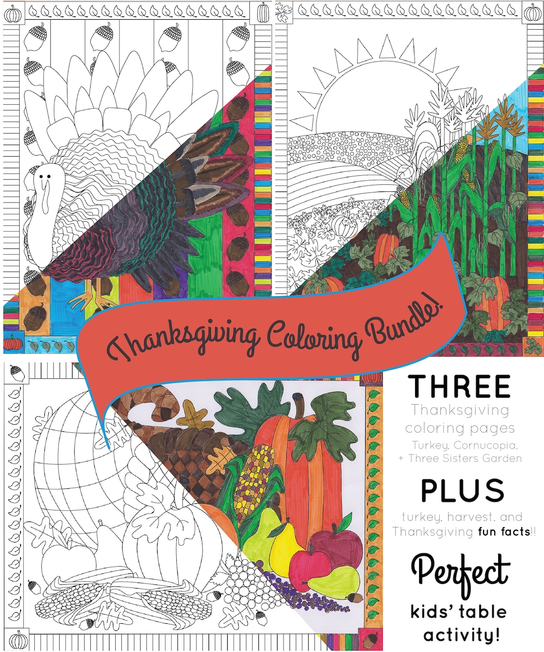 Printable Thanksgiving Coloring Book Thanksgiving Coloring - Etsy